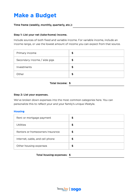 Make your holiday budget easily with our budget worksheet