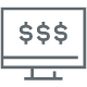 Dollar signs on computer icon